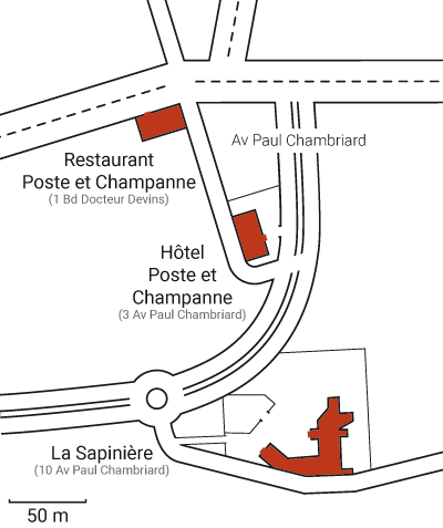 Plan restaurants Poste et Champanne et La Sapinière